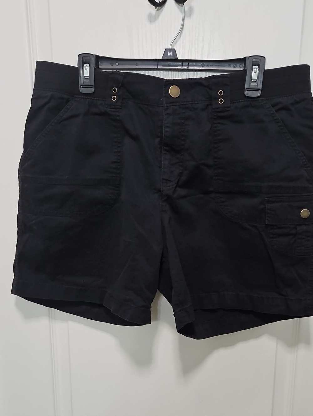 Lee Black Cargo Shorts with Button Details